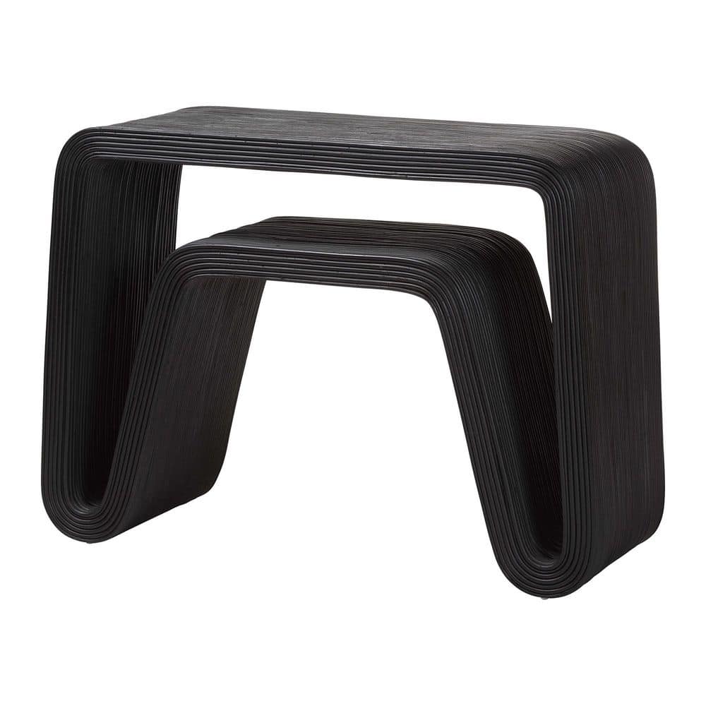 Abebi 44.1 in. Black Rectangle Rattan Wicker Console Table price history on PriceWatchPro