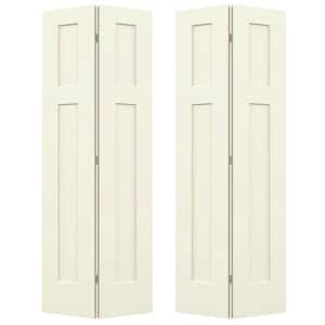 36 in. x 80 in. Craftsman Vanilla Painted Smooth Molded Composite Closet Bi-fold Double Door