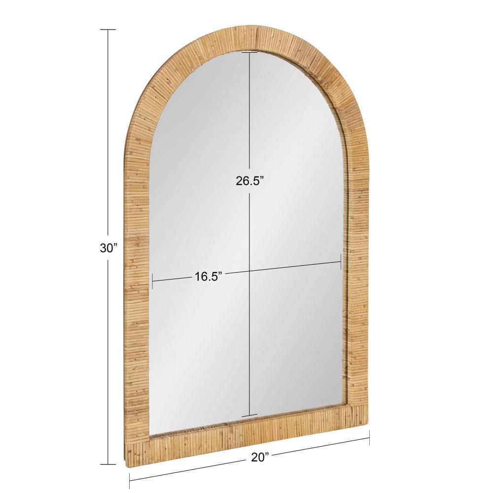 Natural Rattan Arch Wall Mirror, 20x30, Boho Design