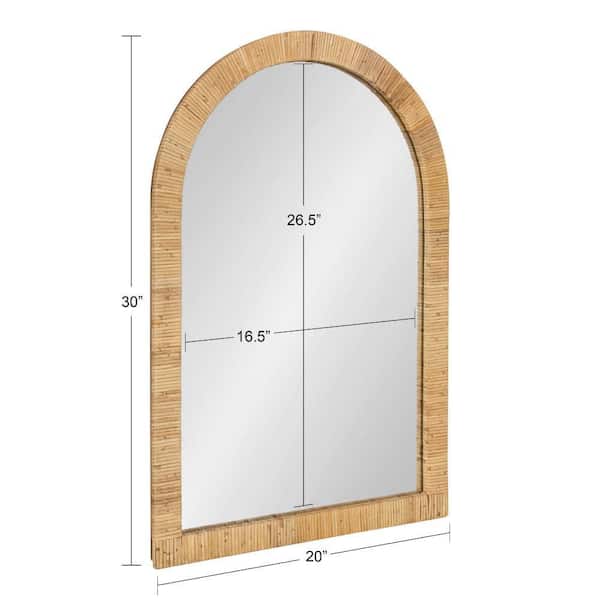 Rahfy 20.00 in. W x 30.00 in. H Arch MDF Natural Framed Bohemian Wall Mirror