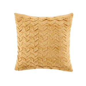 Yellow Chevron Textured 18 in. x 18 in. Square Decorative Throw Pillow