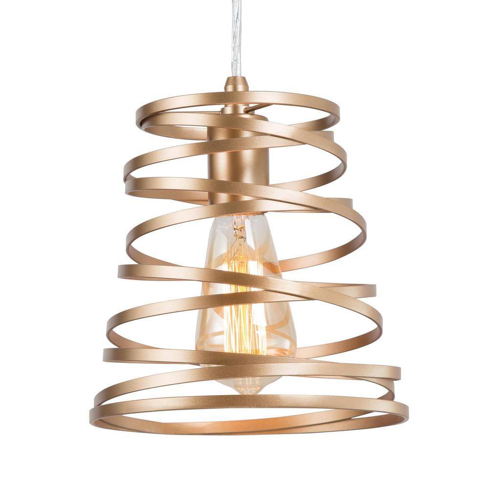 1-Light Satin Gold Indoor Mini Pendant Light Farmhouse Modern, Ideal for Ki