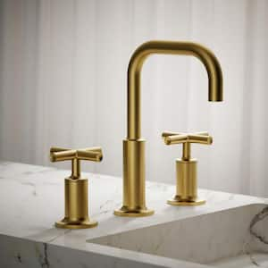 Purist 8 in. Widespread 2-Handle Mid-Arc Bathroom Faucet in Vibrant Brushed Moderne Brass