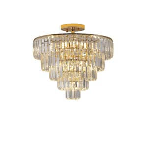 10 Light Gold Chandelier for Dining Room, Living Room, Bed Room with No Bulbs Included