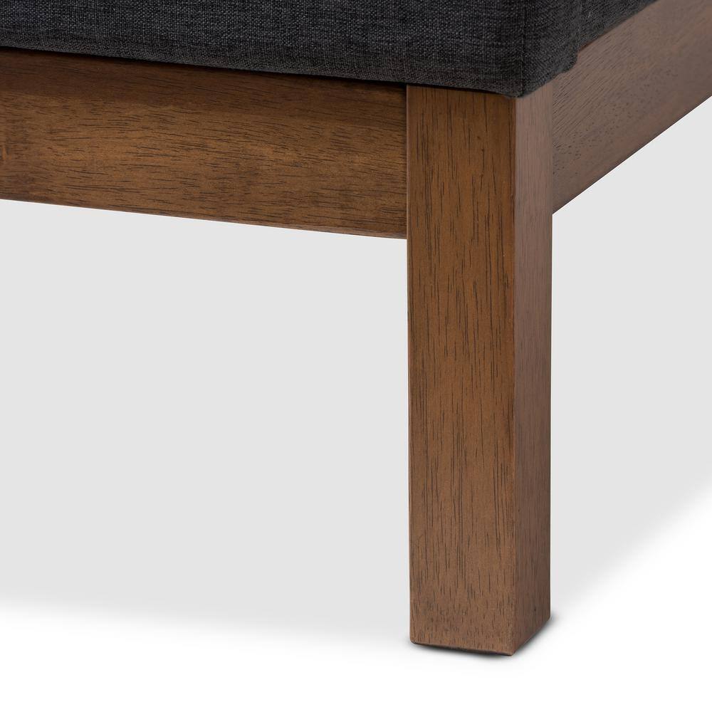 Queen Dark Grey Tufted Upholstered Walnut Wood Platform Bed