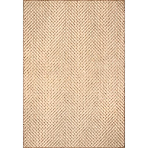 Camryn Beige 7 ft. Geometric Indoor/Outdoor Round Rug
