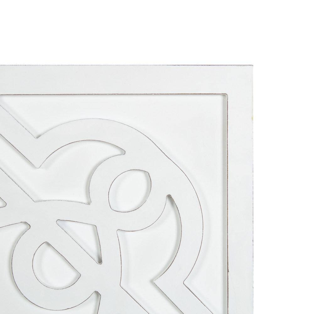 Mercador White Wooden Square Wall Art Plaque, 24 x 24