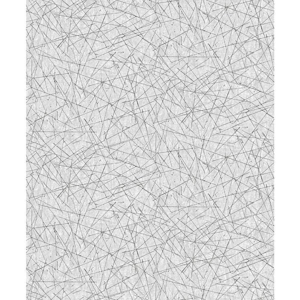 A-Street Prints Bulan Silver Grey Abstract Lines Paper Non-Woven Wallpaper Roll