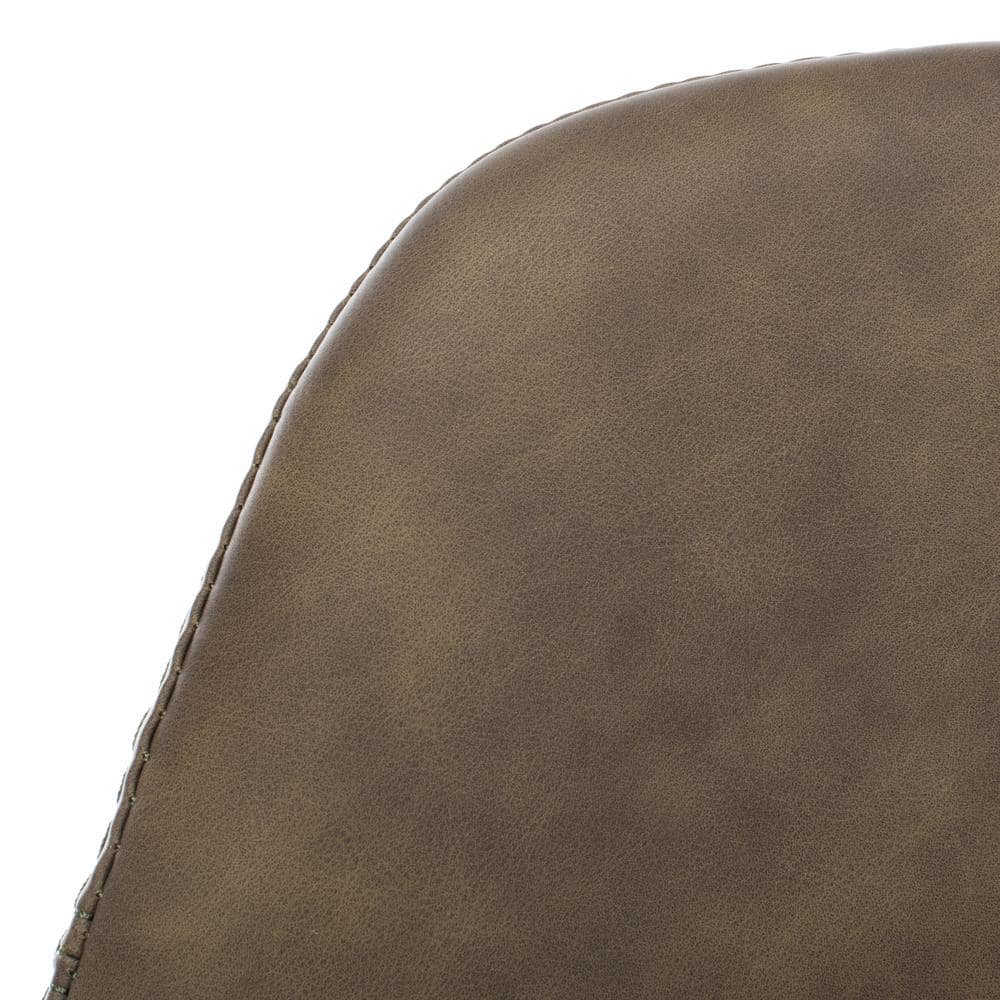 Tanner Transitional Olive Leather Bar Stool with Metal Frame