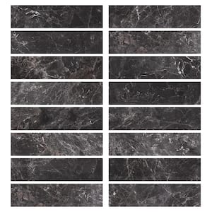 Palazzo Nero Black 3.93 in. x 15.74 in. Semi-Polished Porcelain Floor and Wall Tile (6.88 sq. ft./Case)