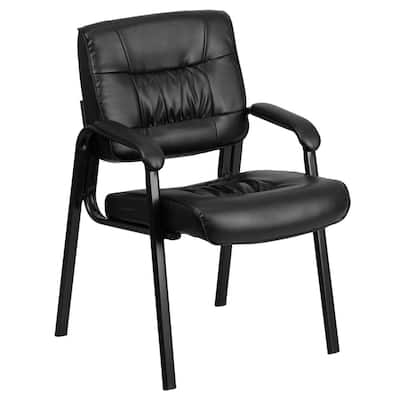 23.3 in. Width Standard Black Faux Leather Guest Office Chair