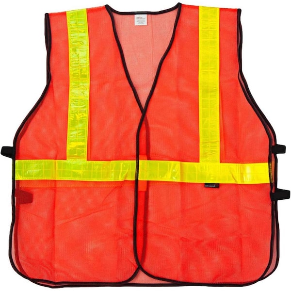 BISON LIFE Orange, Lattice Reflective Safety Vest, Hook and Loop Closer, Extra Large, 10 Pcs
