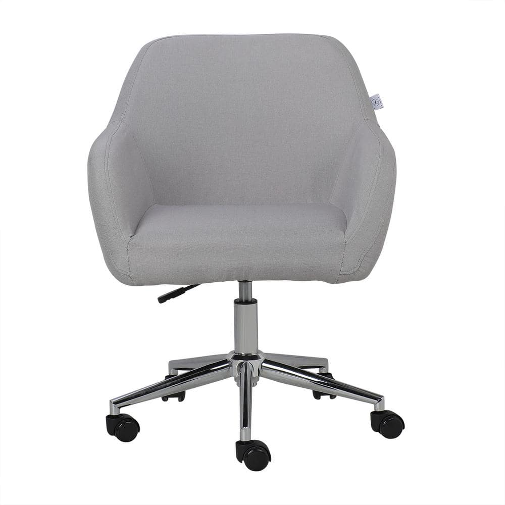 Modern Gray Fabric Upholstered Swivel Office Chair Task Chair with Adjustab