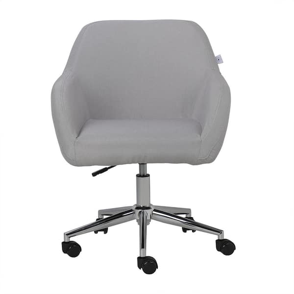 Unbranded Modern Gray Fabric Upholstered Swivel Office Chair Task Chair with Adjustable Height