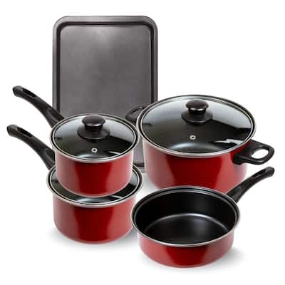 LEXI HOME 8-Piece Nonstick Carbon Steel Cookware Set with Cookie Sheet in  Red LB6375 - The Home Depot