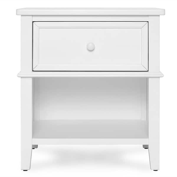 Evolur 1-Drawer White Nightstand
