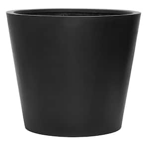 Bucket Large 24 in. Tall Black Fiberstone Indoor Outdoor Modern Round Planter