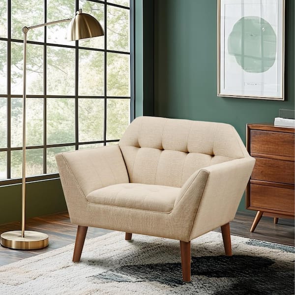 INK+IVY Newport Beige Tufted Lounge Arm Chair