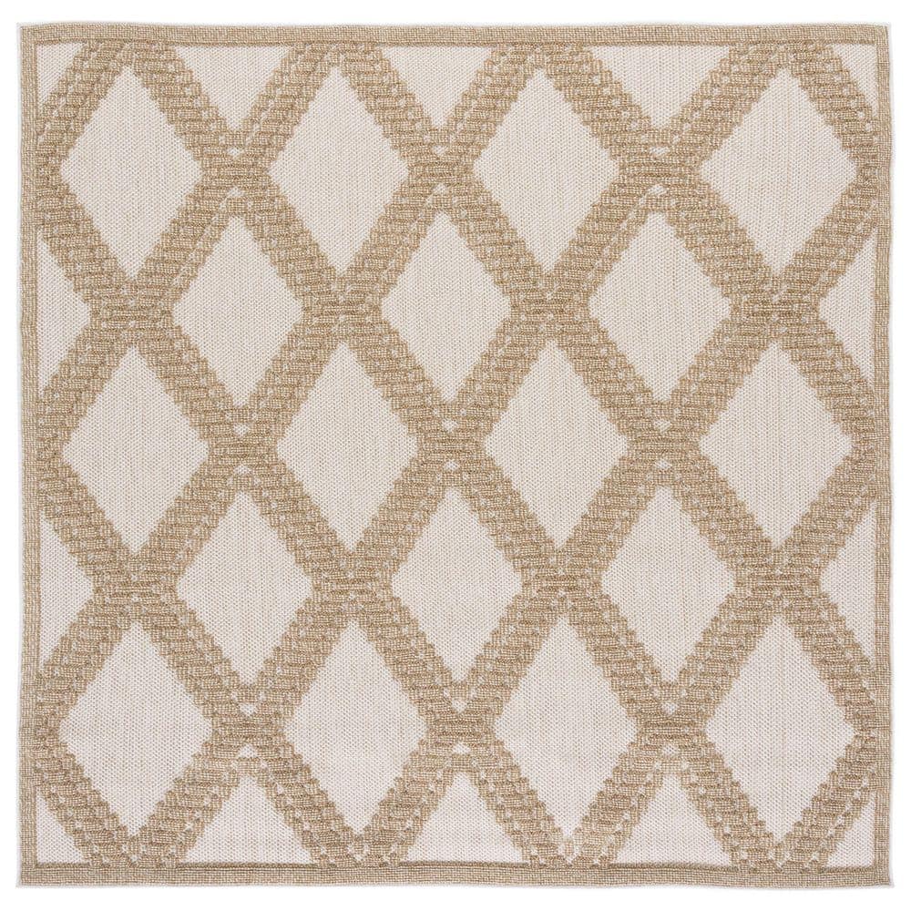SAFAVIEH Martha Stewart Indoor Outdoor Beige/Brown 7 ft. x 7 ft. Ornate ...
