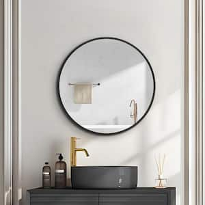 ASY 24 in. W x 24 in. H Round Black Framed Wall Mount Medicine Cabinet with Mirror