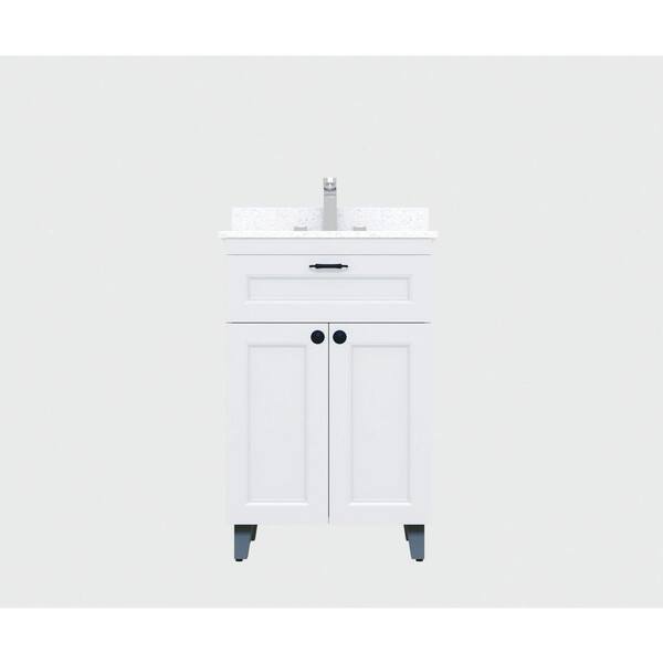 Winette 24 In W X 21 D 35 H Metal Bath Vanity White With Iced Engineered Marble Top Basin Bv24 A Wht The Home Depot - 24 Inch Bathroom Vanities No Top