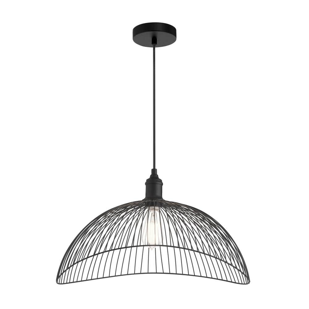 20" Matte Black Metal Geometric Pendant Light