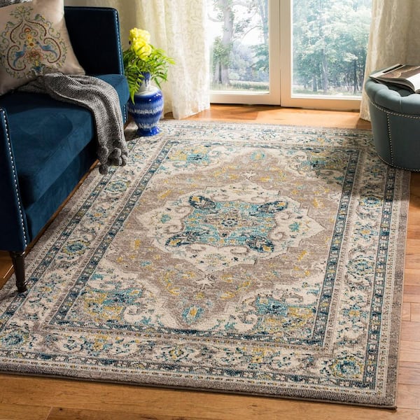 Phoenix Ivory/Gray 6 ft. x 9 ft. Border Area Rug