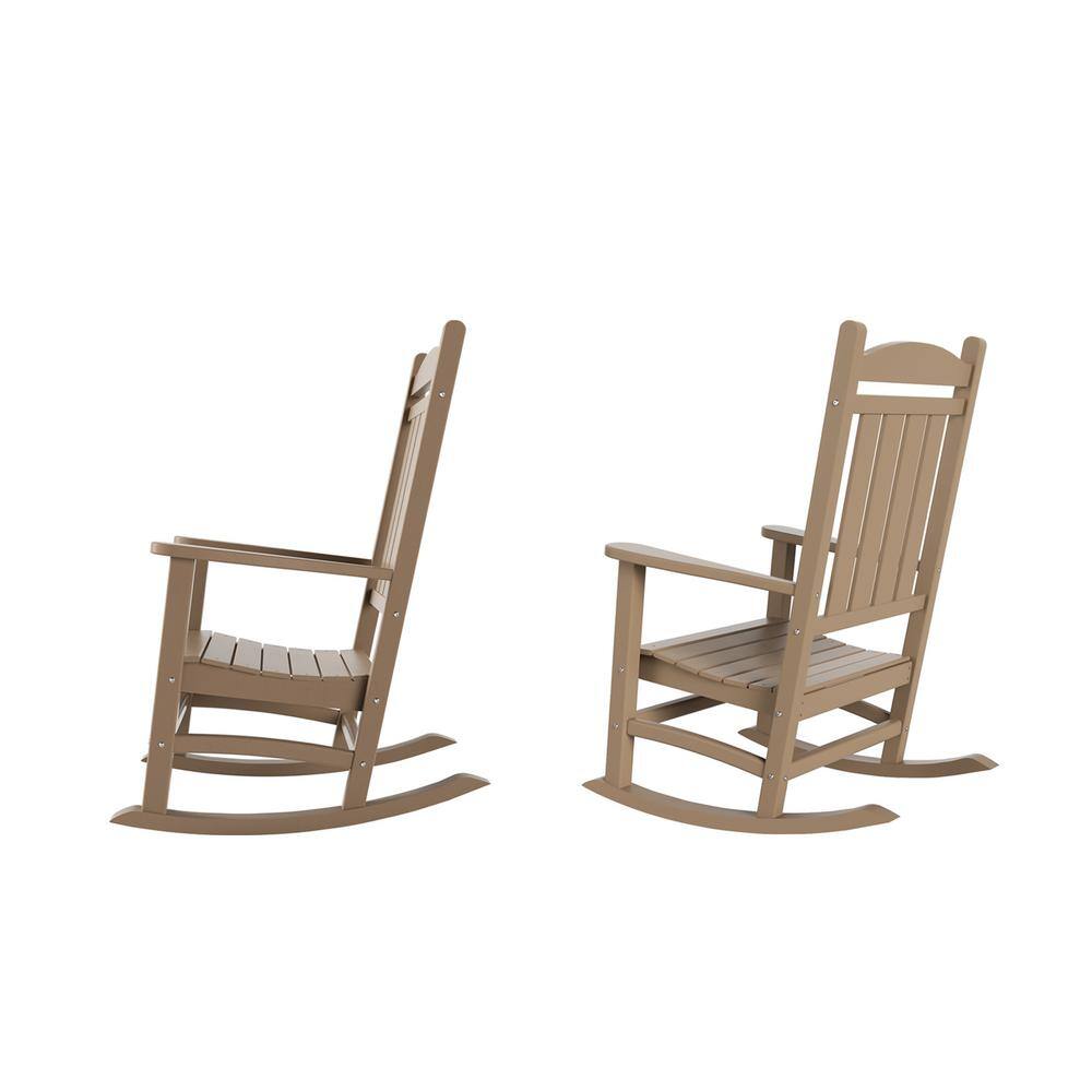Weathered Wood Outdoor Rocking Armchair with Plastic Frame