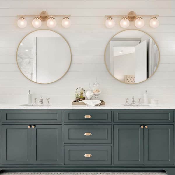 LNC Modern Brass Gold Bathroom Vanity Light 4-Light Indoor Linear Wall  Sconce with Frosted Glass Globes with Pearly Radiance ZZ2UYJHD14081R7 - The  Home Depot