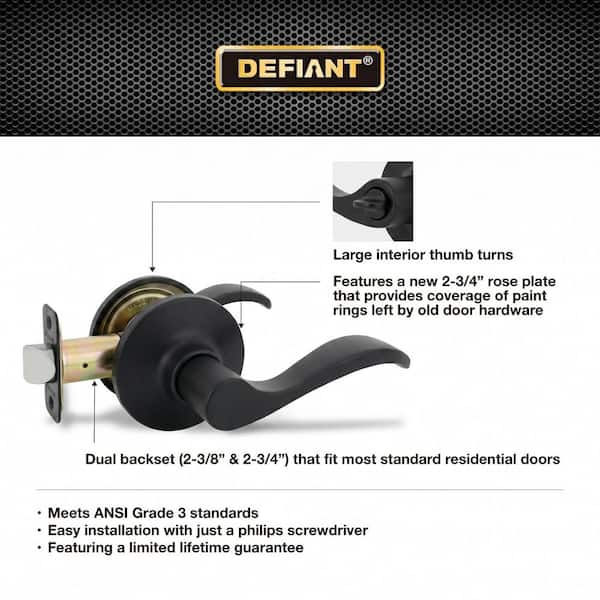 Defiant Naples Matte Black Hall/Closet Door Handle 32LYEX903B