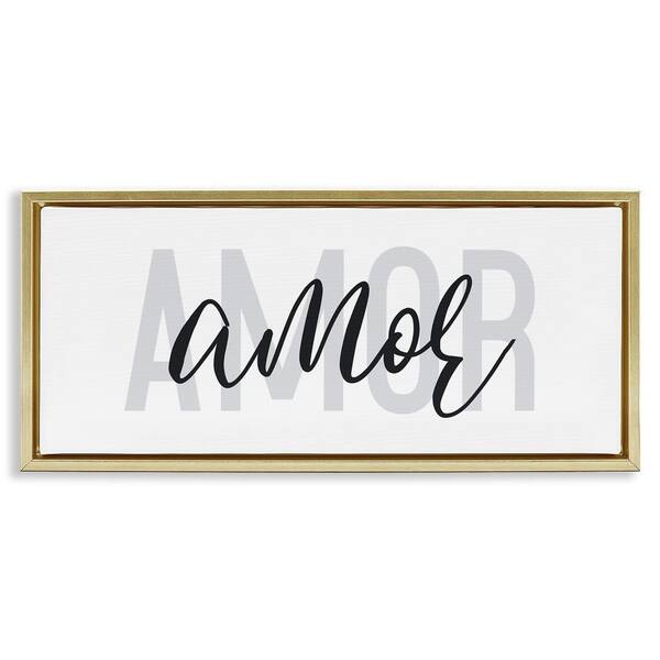 Stupell Industries Amore Simple Love Text by Wild Apple Portfolio Gold Floater Frame Typography Graphic Art Print 11 in. x 25 in.