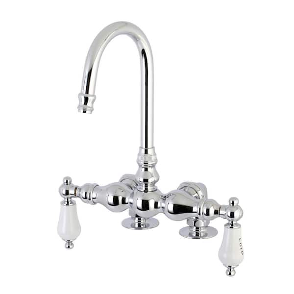 Kingston Brass Porcelain Lever 2-Handle Claw Foot Tub Faucet in Polished Chrome