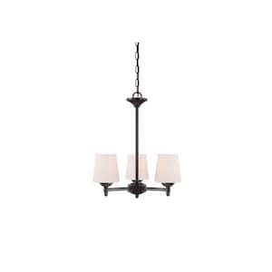 Darcy 3-Light Oil Rubbed Bronze Chandelier with White Opal Glass Shades For Dining Rooms