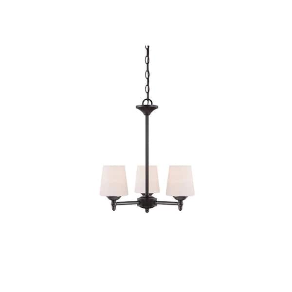 Designers Fountain Darcy 3-Light Oil Rubbed Bronze Chandelier with White Opal Glass Shades For Dining Rooms