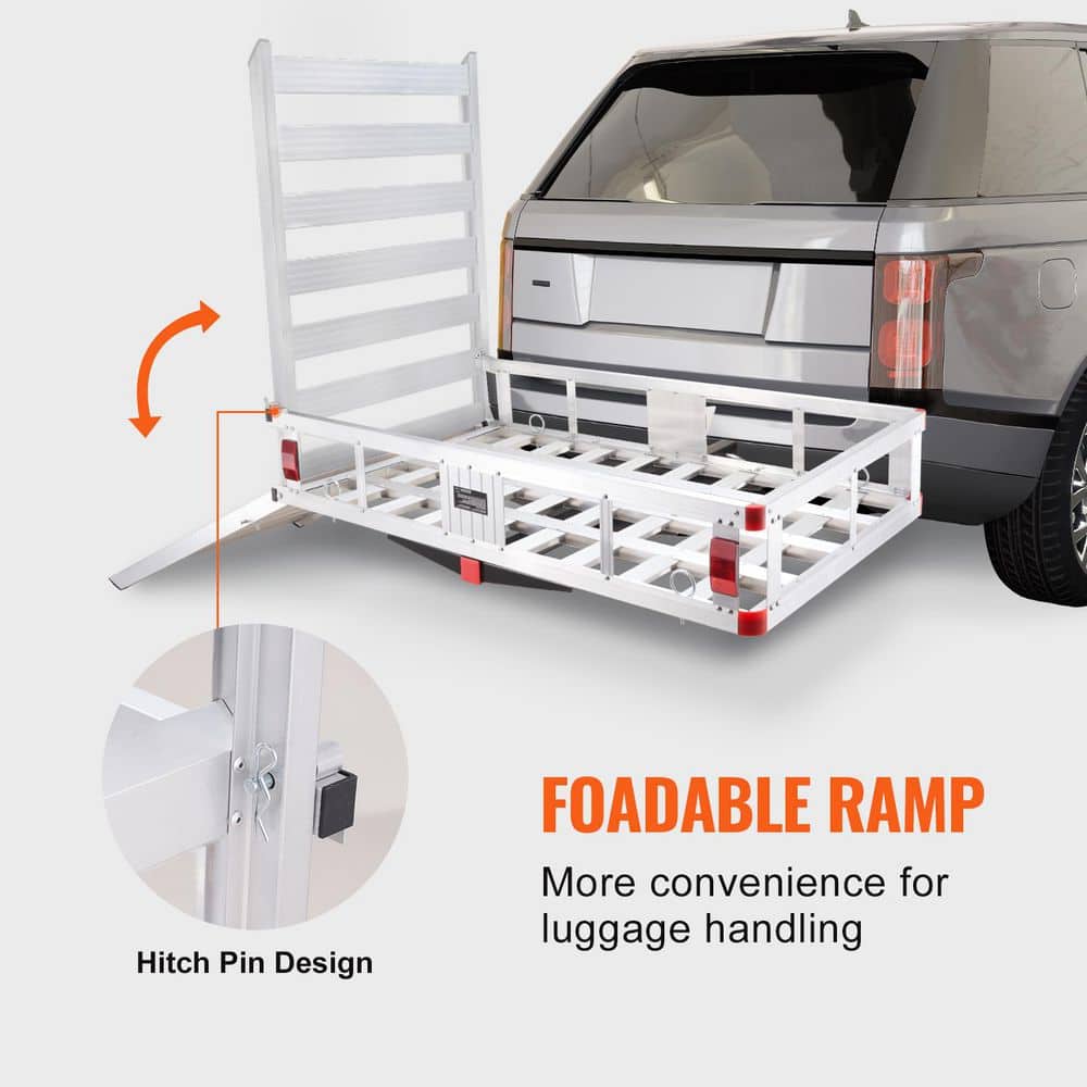 VEVOR Aluminum Hitch Cargo Carrier with Folding Ramp for Vans and Trucks