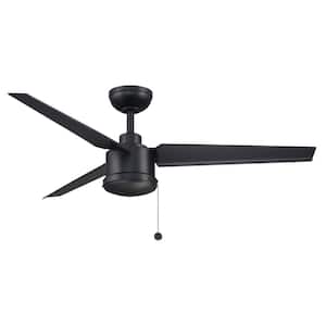 PC/DC 52 in. Indoor/Outdoor Ceiling Fan with Black Blades in Black