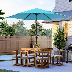 7.5 ft. Outdoor Umbrellas Patio Market Table Outside Umbrellas Nonfading Canopy and Sturdy Ribs, Aquablue