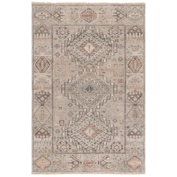Samarkand 6 ft. x 9 ft. Gray/Ivory Oriental Area Rug