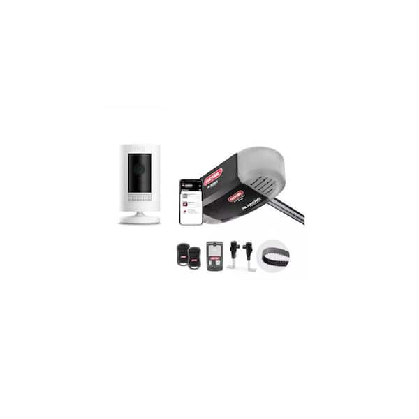 Outdoor Cam Battery & 3/4 HP Ultra-Quiet Belt Drive Smart Garage Door Opener Security Bundle