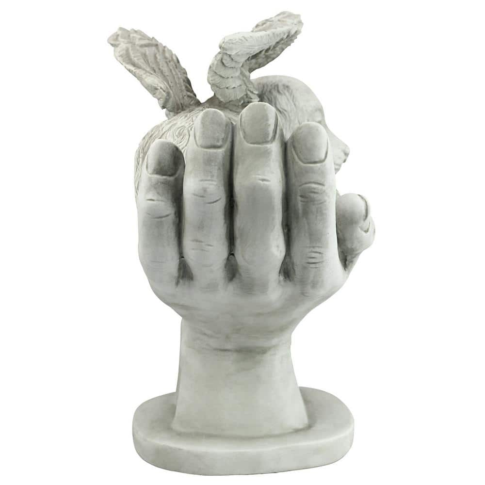 Gray Resin Dog Memorial Statue with Angel Wings