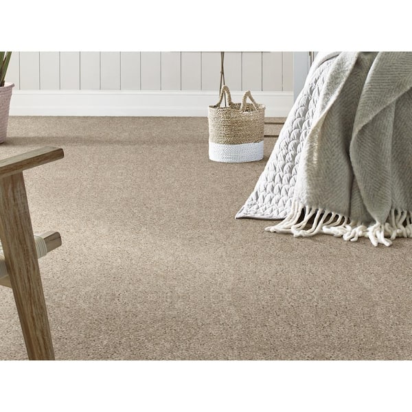 Wilshore - Sand Beige - 12 ft. Wide x Cut to Length 23 oz. Polyester Textured Carpet