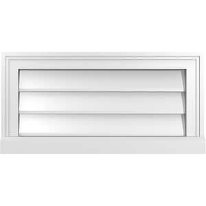 24 in. x 12 in. Vertical Surface Mount PVC Gable Vent: Decorative with Brickmould Sill Frame