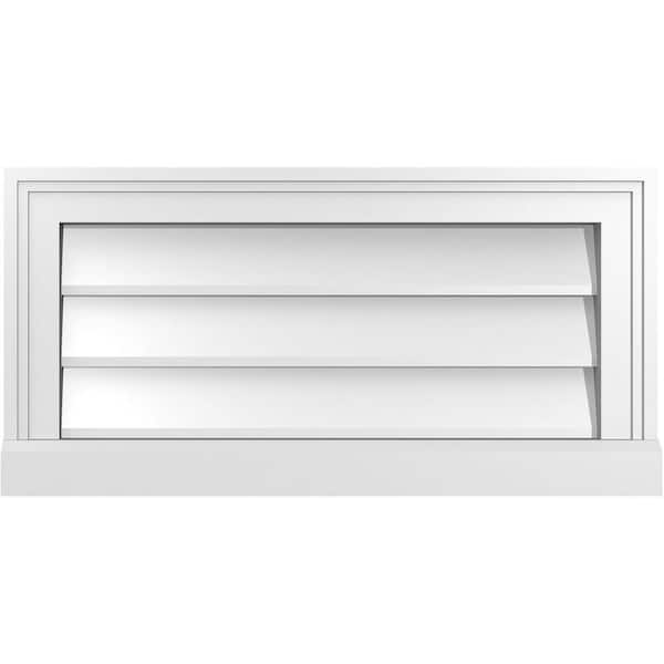 Ekena Millwork 24 in. x 12 in. Vertical Surface Mount PVC Gable Vent: Decorative with Brickmould Sill Frame