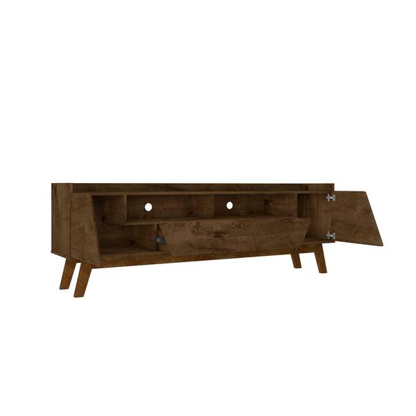 Manhattan Comfort Mid-Century Modern Marcus 70.86 TV Stand with Solid Wood Legs in Rustic Brown Manhattan Comfort Mid-Century Modern Marcus 70.86 TV Stand with Solid Wood Legs in Rustic Brown