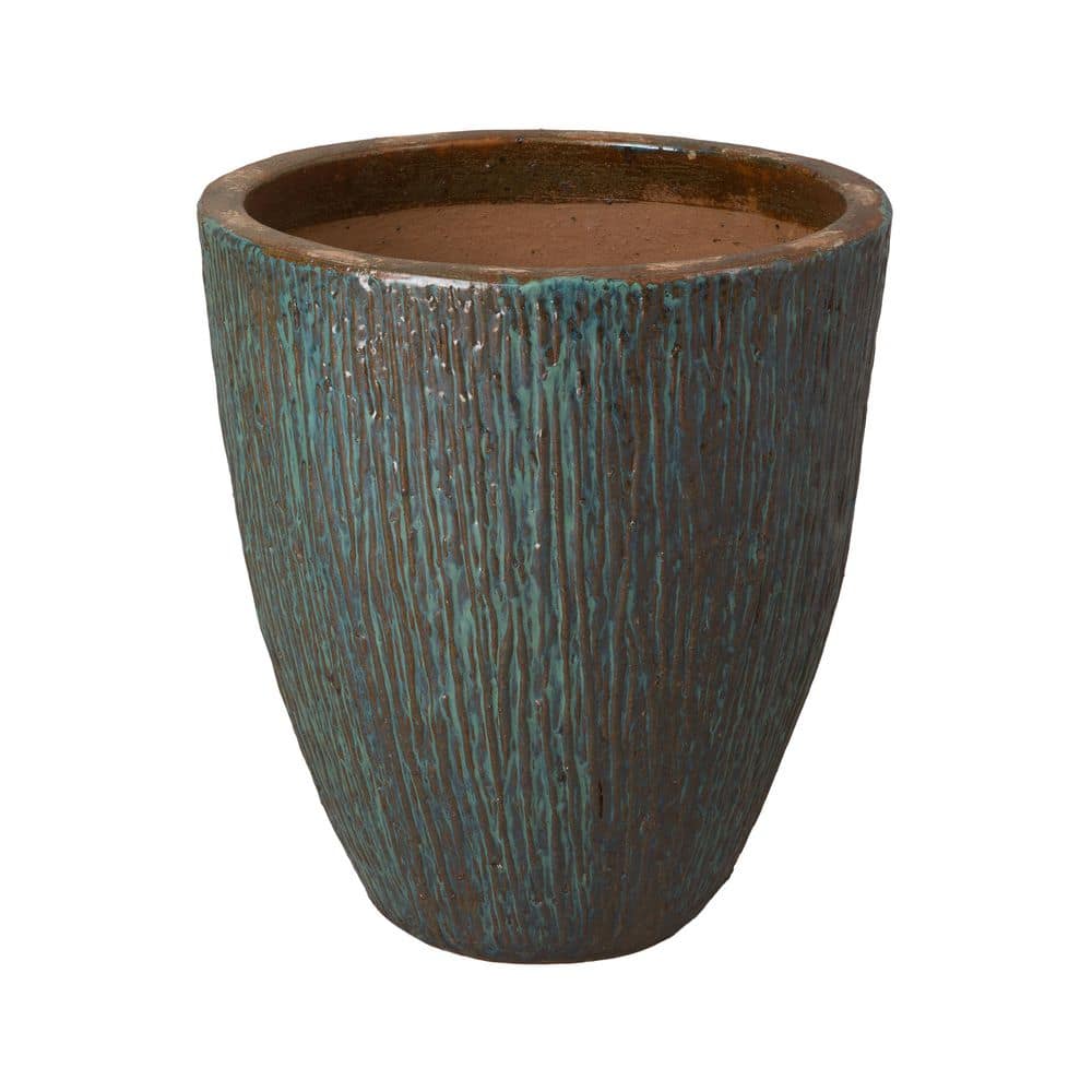 21 in. Teal Ceramic Round Planter (21 in. L x 21 in. W x 24 in. H) High-fire treatment with Drainage Hole price history on PriceWatchPro
