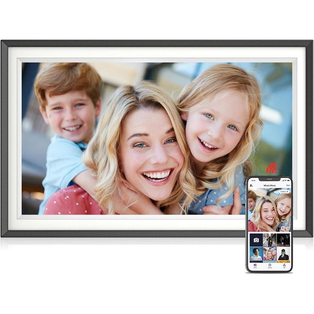 15.6 in. Digital Picture Frame with 32GB Storage, IPS FHD Touch Screen, Auto Rotate in Black