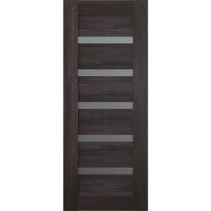 Vona 07-04 36 in. x 80 in. No Bore Solid Core 5-Lite Frosted Glass Veralinga Oak Wood Composite Interior Door Slab