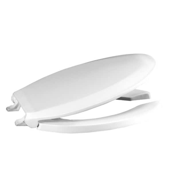 White Open Front Toilet Seat with Cover for Elongated Toilets 