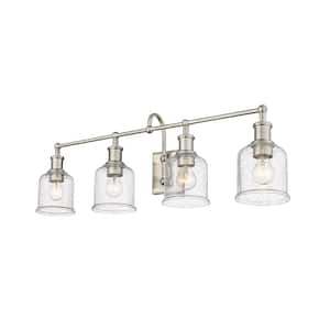Bryant 32 in. 4-Light Brushed Nickel Vanity Light with Glass Shade