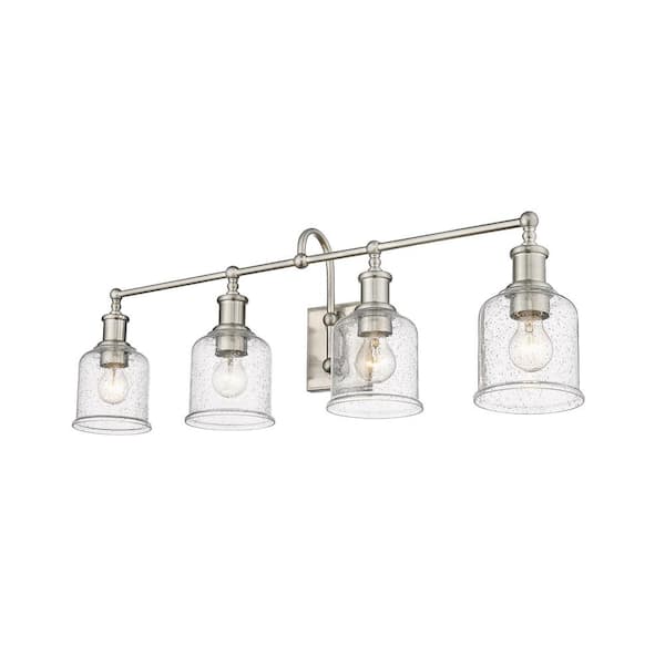 Unbranded Bryant 32 in. 4-Light Brushed Nickel Vanity Light with Glass Shade